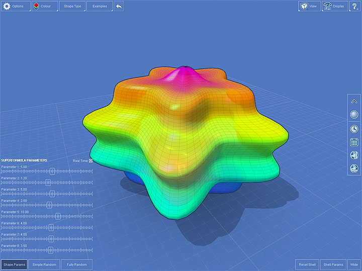 Screenshot of Parametric Shapes Generator app