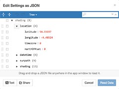 JSON Settings screenshot.