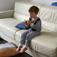 Back at home in pajamas