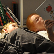 Bedtime with Grandma in his new room