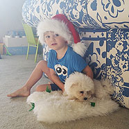 With Grandma's new dog Hudson, but we call him Pooza