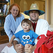 Christmas morning, Santa left Dad a funny hat